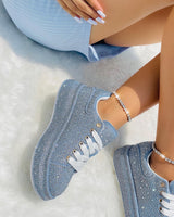 Rhinestones sneakers denim