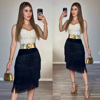 Fringe stretch skirt