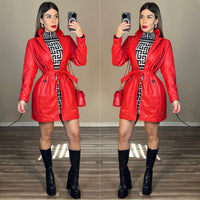 Red leatherette coat