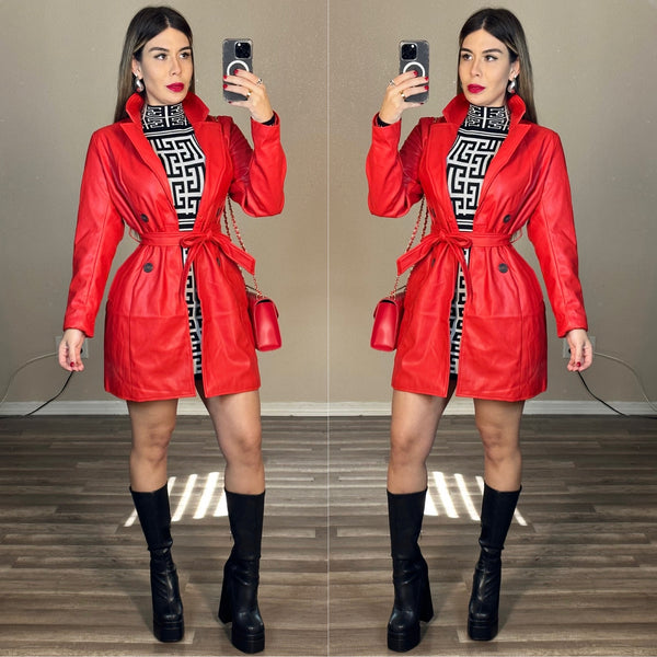 Red leatherette coat