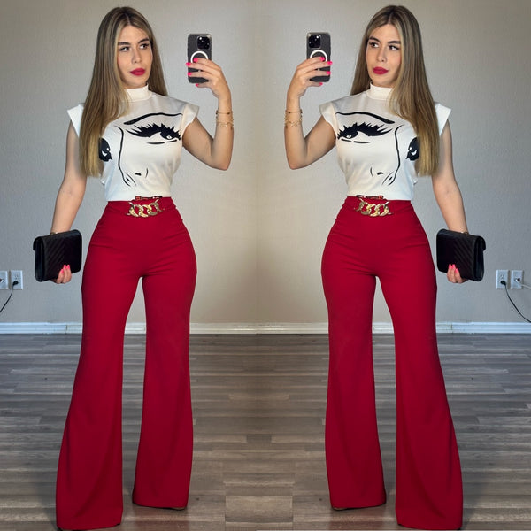 Elena red pants