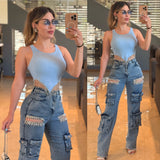 Rhinestones blue and white top