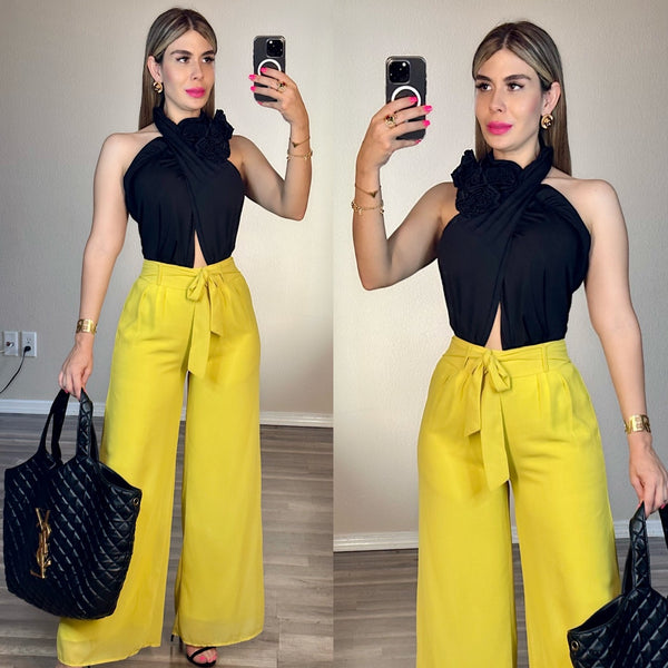 Tiffany wide lime pants