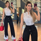 Lace sporty pants