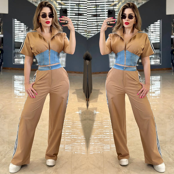 Denim corset casual set