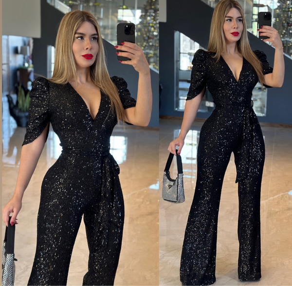 Stretch sequin jumpsuit