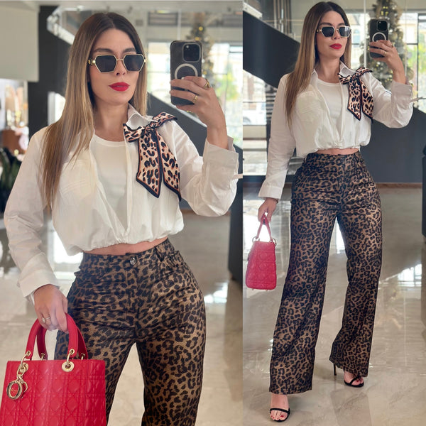 Leopard pants stretch