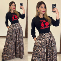 Leopard wide leg pants