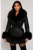 Removable fur leatherette coat