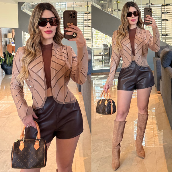 Leatherette pieces autumn jacket