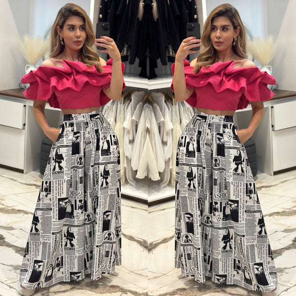 Newspaper wide leg pants