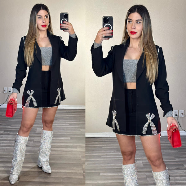 2 piece blazer and skirt set