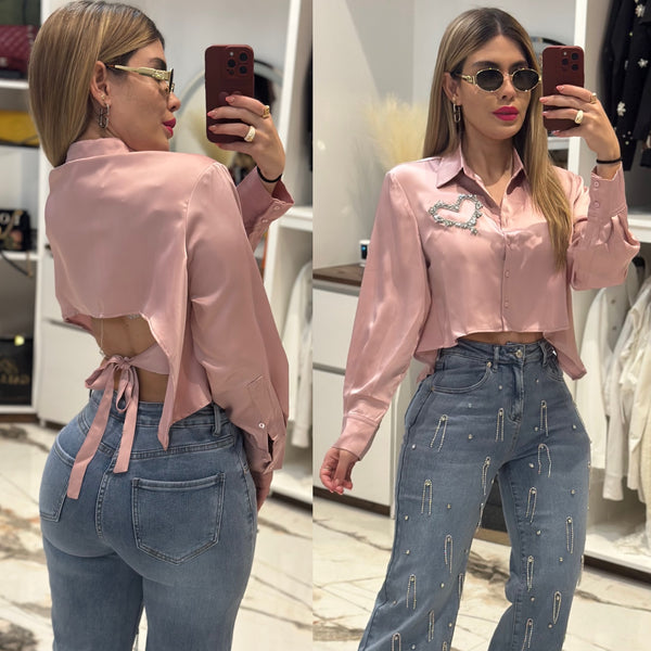 Heart silk top