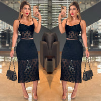 2 piece lace stretch outfit