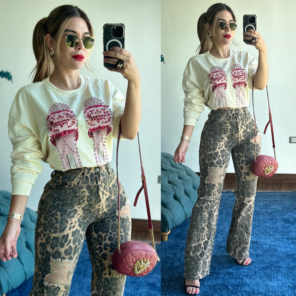 Leopard pants stretchy