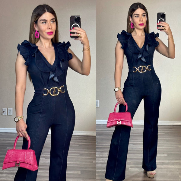 Yasmin denim jumpsuit.