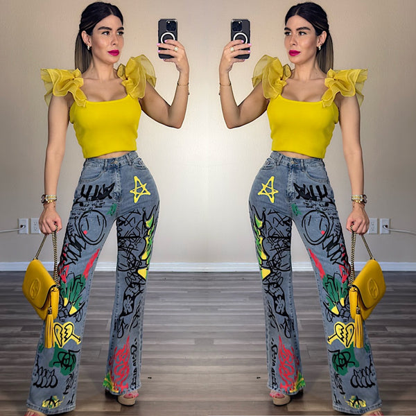 Nidia ruffle yellow top