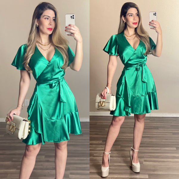 Wendy green wrap dress